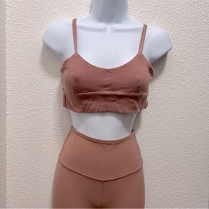 Athleta XS ultra high rise elation 7/8 tight with small top in blush pink